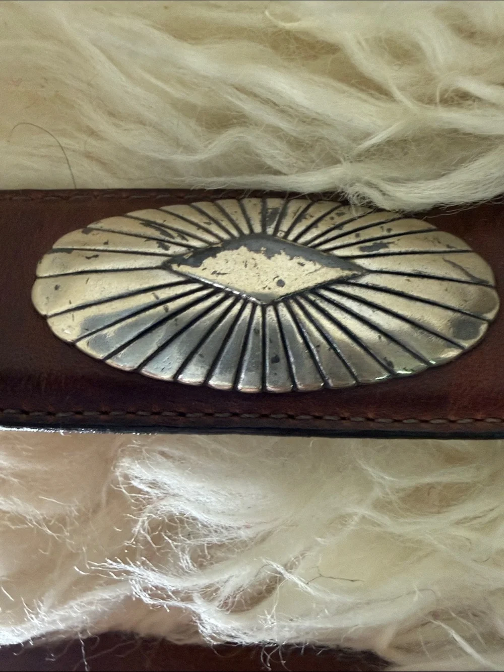 ONYX Brighton Leather Belt with Silver Embellishments 40